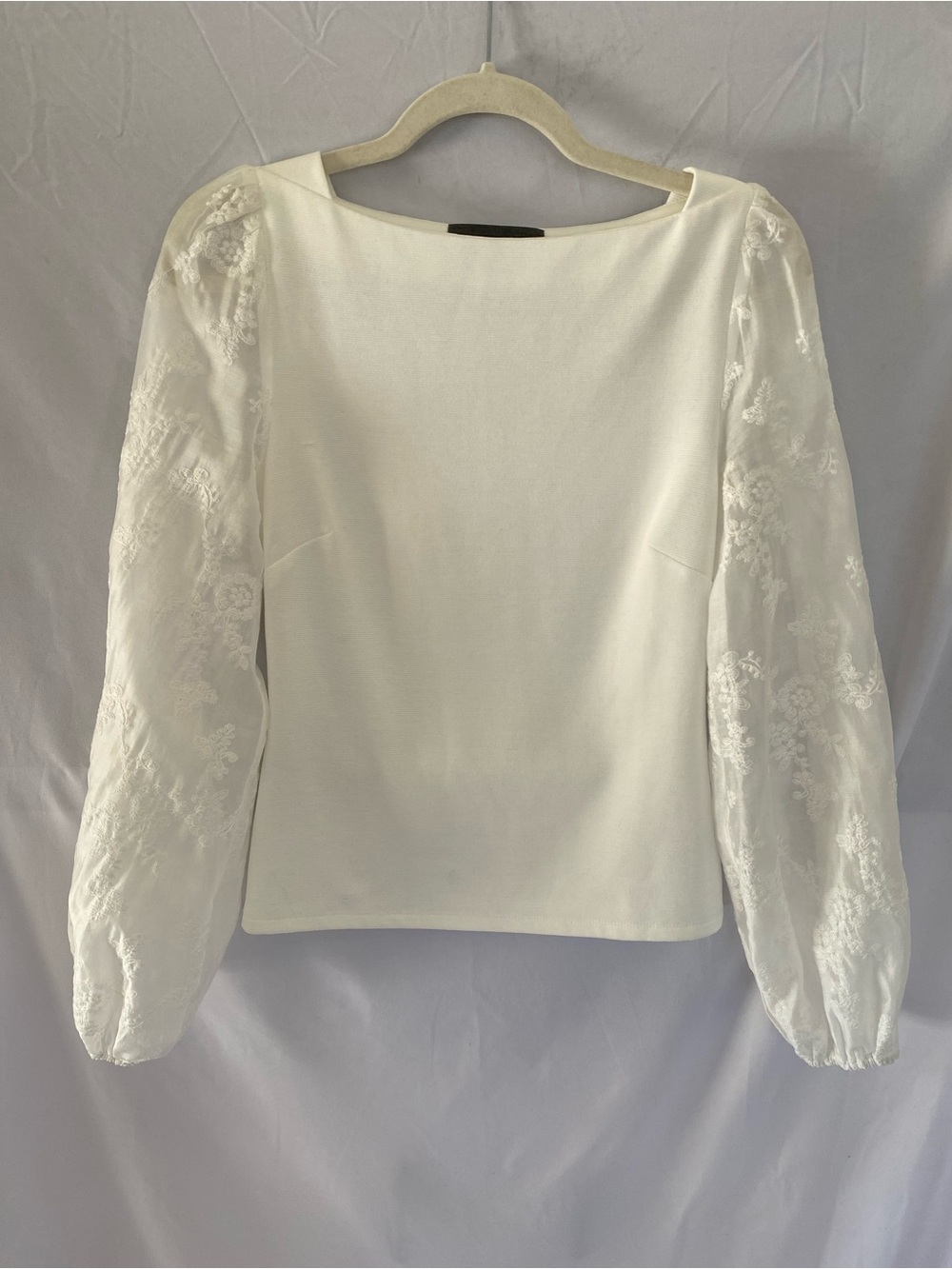 Sunday in Brooklyn White Lace Balloon Sleeve Top Size S